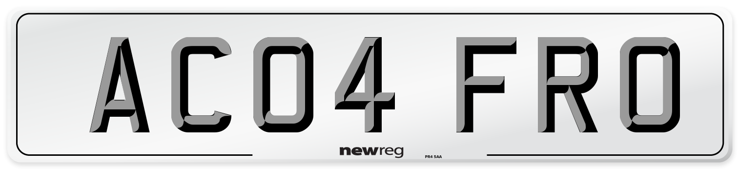 AC04 FRO Number Plate from New Reg